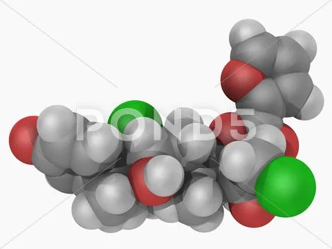 Mometasone furoate drug molecule Stock Illustration