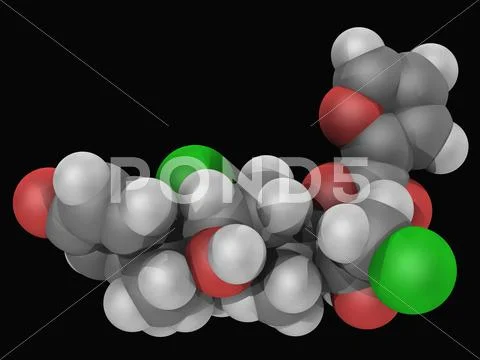 Mometasone furoate drug molecule Stock Illustration