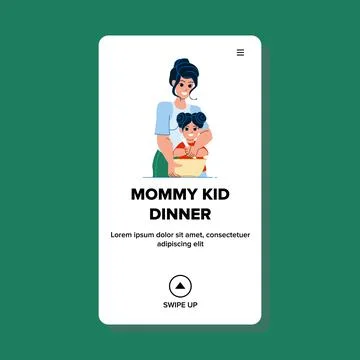 Mommy kid dinner vector Stock Illustration