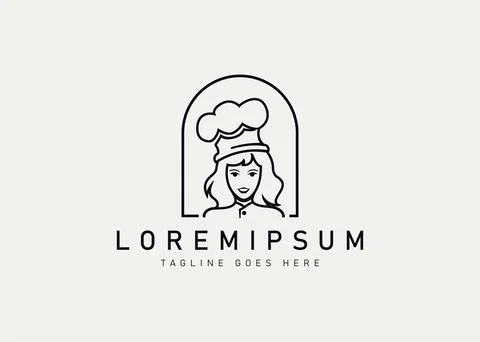 Mom's cooking logo design. Vector illustration of the chef's mother. Modern l Illustration