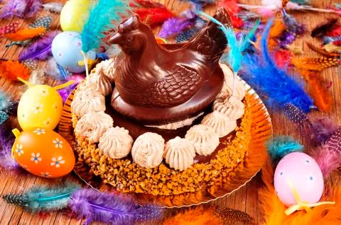 Mona de pascua, an ornamented cake eaten in Spain on Easter Monday Stock Photos