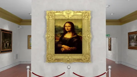 Animated Mona Lisa painted by Leonardo , Stock Video