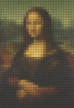 Mona Lisa from plastic building blocks, 3D rendering Stockillustratie