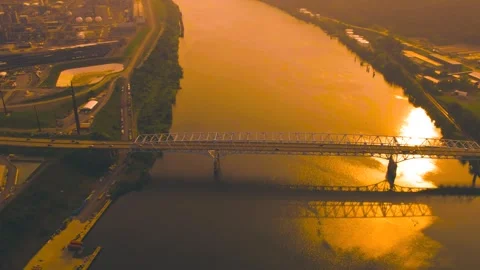 Monaca Sunset Bridge Stock Footage 252867072