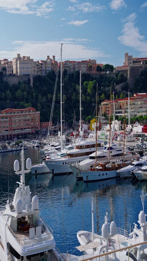 Monaco, 05 March 2025: Monaco view of boats docked in the Monaco Marina. Stock Footage 311518110