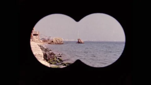 Monaco 1960s, Daytime river view from telescope Stock Footage 207997812