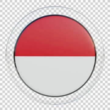 Monaco 3d illustration flag on pole. Wood flagpole Stock Illustration