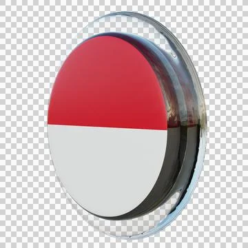 Monaco 3d illustration flag on pole. Wood flagpole Stock Illustration