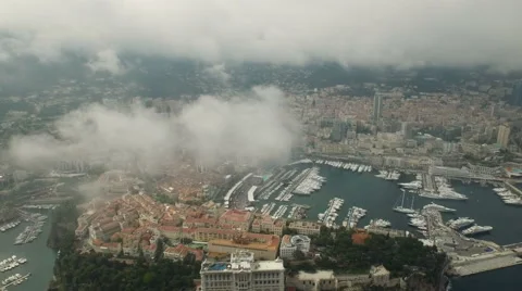 Monaco Aerial backwards panning up with view of downtown cityscape Stock Footage 56142828