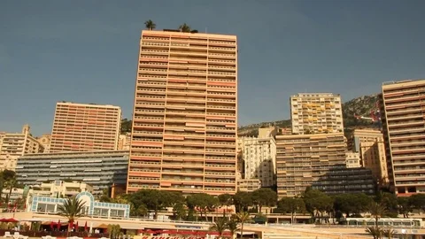 Monaco beachfront panning shot Stock Footage 70138094