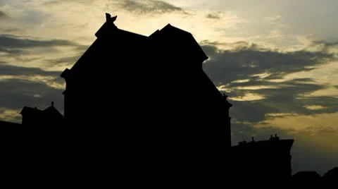 Monaco Cathedral sunset clouds Stock Footage 10683043