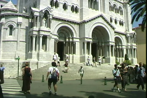 Monaco Cathedral-tilts Stock Footage 818998