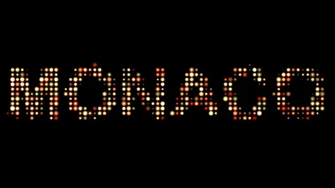 Monaco City Name in Bright Dotty Lights on Black Background Stock Footage 304294160