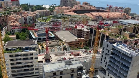 Monaco City Panorama with Active Construction and Development Видео 246147483