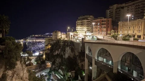 Monaco city town Monte Carlo night time-lapse Stock Footage 83391237