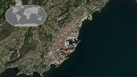 Monaco close-up - satellite. Preview. Stock Footage 153018239
