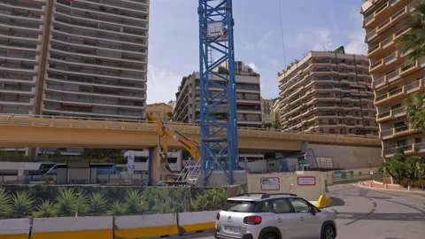 Monaco Construction Site With Crane and Modern Buildings 4K 스톡 동영상 331795465