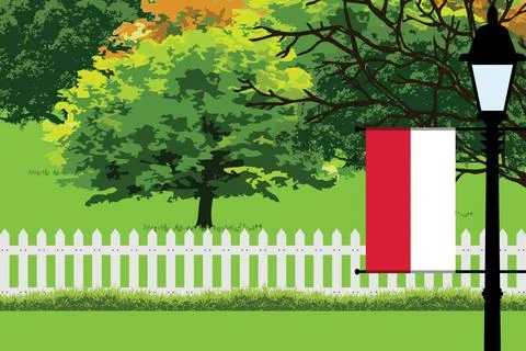 Monaco Day Trees Lamp Vector Illustration Illustrazione stock