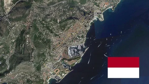 Monaco with flag. 3d earth in space - zoom in Monaco outer Stock Footage 93164876