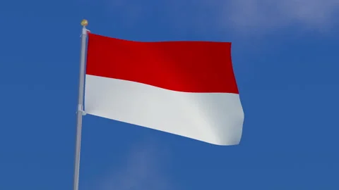 Monaco flag attached to a pole and flying in the wind CG Video stock 136679915