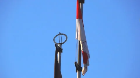 Monaco flag on the background of sky Stock Footage 68744796