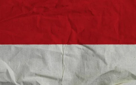 Monaco Flag Cloth Texture With Red Top And White Bottom, Wrinkled Fabric Backgro Stock Photos