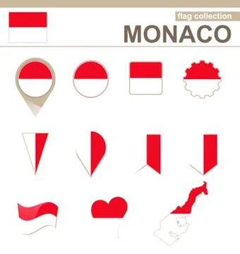 Monaco Flag Collection Stock Illustration