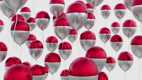 Monaco Flag On The Flying Balloons Video stock 314669563