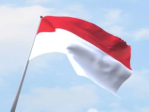 Monaco flag flying on clear sky. 스톡 일러스트