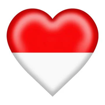 Monaco flag heart button isolated on white with clipping path Stock Illustration