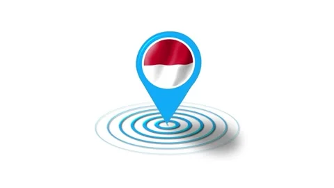 Monaco flag icon 3d GPS location tracking animation in white background 库存影片 264957336