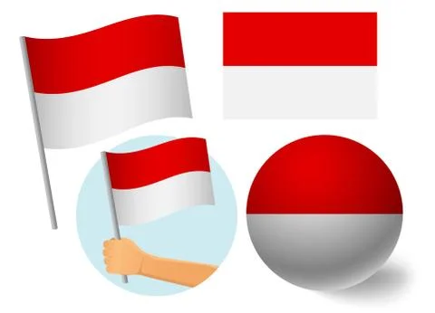 Monaco flag icon set Stock Illustration