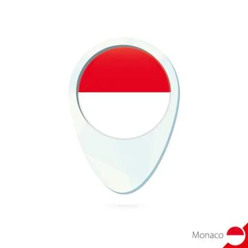 Monaco flag location map pin icon on white background. Stock Illustration