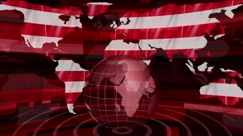 Monaco flag news technology earth map animated background Stock Footage 264613491