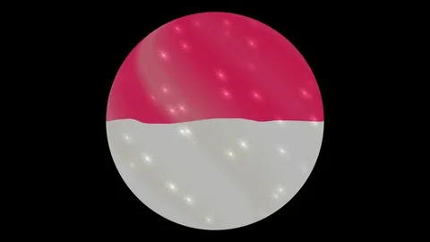 Monaco flag in a round ball rotates. Flicker and shine. Animation loop Stock Footage 110680068