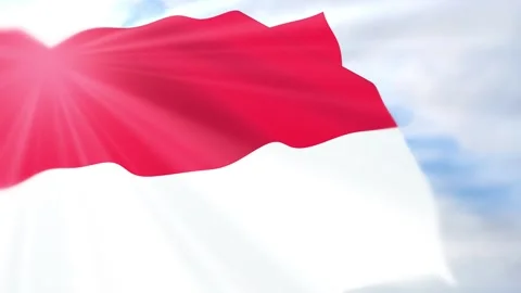 Monaco Flag Seamless Loop 4k 60fps on Sky Background Stock Footage 340618352