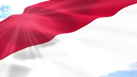 Monaco Flag Seamless Loop 4k 60fps on Sky Background Stock Footage 341565979