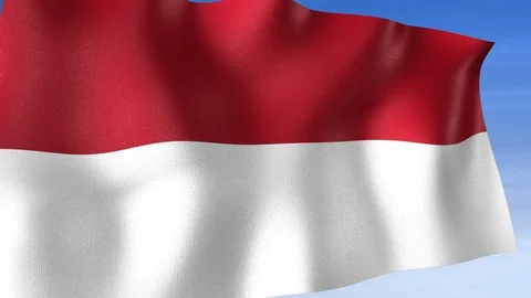 Monaco Flag - Set of 3 Angles with Masks [3WaveSeries] Stock Footage 106052940