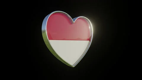 Monaco Flag in the Shape of 3D Heart. Stock Footage 133196680