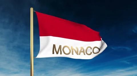 Monaco flag slider style with title. Waving in the wind with cloud background Stock-Footage 47977755