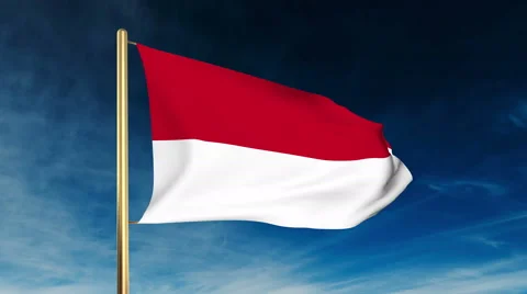 Monaco flag slider style. Waving in the wind with cloud background animation Vídeos de archivo 47977874