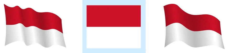 Monaco flag in static position and in motion, fluttering in wind Illustrazione stock