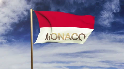 Monaco flag with title waving in the wind. Looping sun rises style.  Animation Stock Footage 47977966