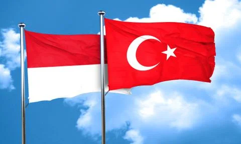 Monaco flag with Turkey flag, 3D rendering Stock Illustration