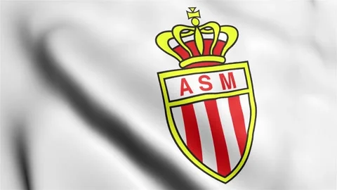 AS Monaco Flag video waving in wind  AS Monaco Flag Wave Loop waving in wind  Re Stock Footage 245357983