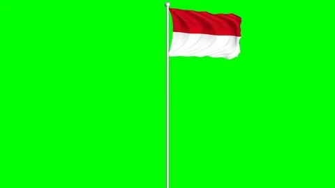 Monaco Flag Waving Fluttering on Wind Loopable Green Blue Screen Matte Stock Footage 77576212