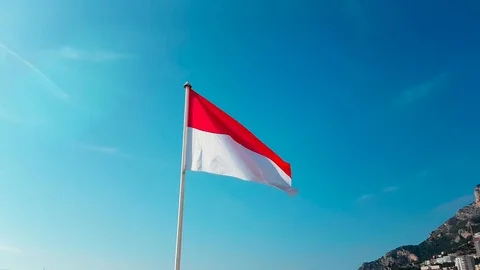 Monaco Flag Waving Stock Footage