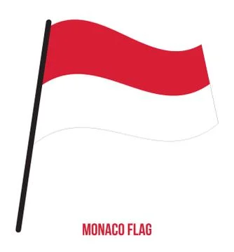 Monaco Flag Waving Vector Illustration on White Background. Monaco National Flag Stock Illustration