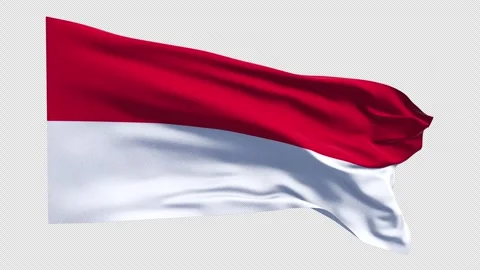 Monaco Flag Waving in the Wind  Elegant Principality National Symbol Stock Footage 336194086