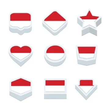 Monaco flags icons and button set nine styles Stock Illustration